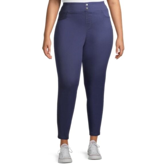 Terra & Sky Women's Plus Size Elastic Waist Stretch Jeggings, Dark Iris, NWT - Picture 1 of 7